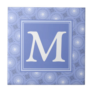 Monogramblå cirklar mönster kakelplatta