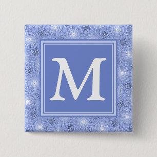 Monogramblå cirklar mönster knapp