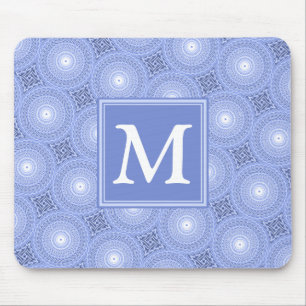 Monogramblå cirklar mönster musmatta