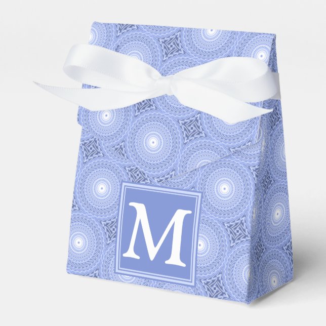 Monogramblå cirklar mönster presentaskar (Framsidan Sidan)