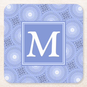 Monogramblå cirklar mönster underlägg papper kvadrat