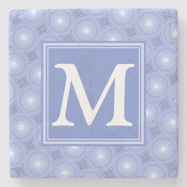 Monogramblå cirklar mönster underlägg sten (Framsidan)