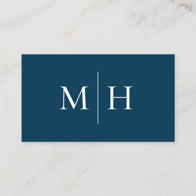 Monogramblå Initialer av typen Minimalist Modern L Visitkort (Framsida)