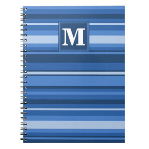 Monogramblå rand anteckningsbok med spiral