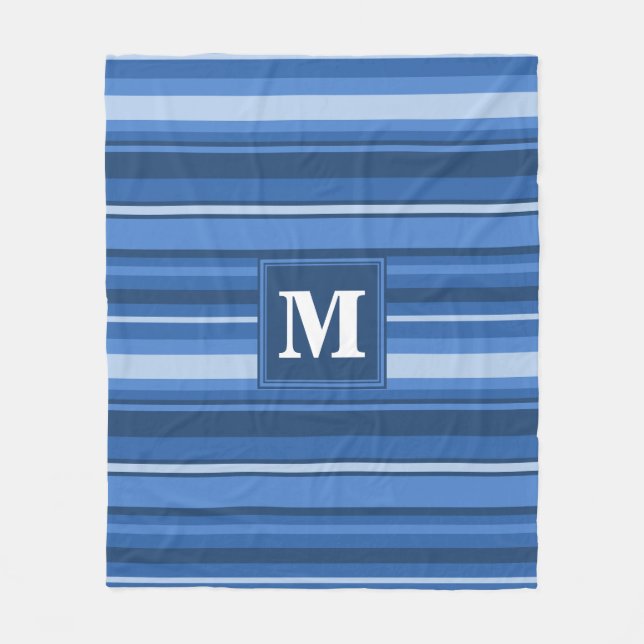 Monogramblå rand fleecefilt (Framsidan)