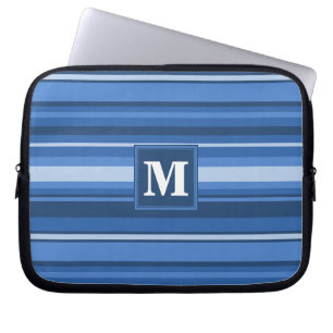 Monogramblå rand laptop fodral