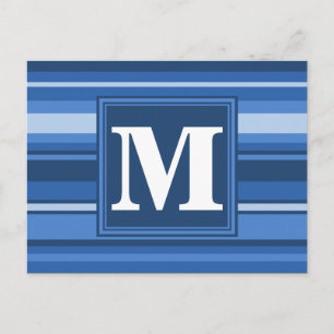 Monogramblå rand vykort