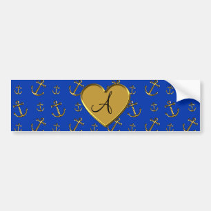 Monogramblåttguld ankrar bildekal