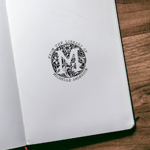 Monogramblommor från vintage Bibliotek Stämpel