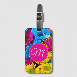 Monogramblommor i Fluorescent Färg Bagagebricka