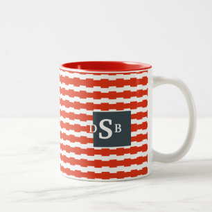 MonogramBoxstripe mönster Två-Tonad Mugg