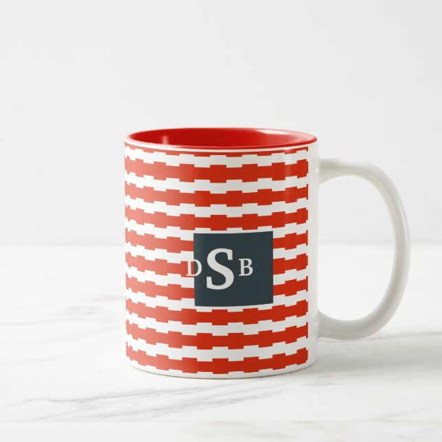 MonogramBoxstripe mönster Två-Tonad Mugg (Höger)