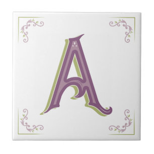 Monogrambrev A, elegant vintagestil Kakelplatta