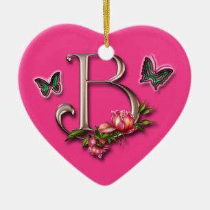 MONOGRAMBREV B - HJÄRTAPRYDNAD JULGRANSPRYDNAD KERAMIK