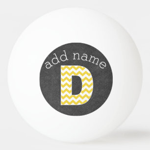 Monogrambrev D - svart tavla- och gultsparrar Pingisboll