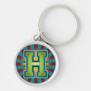 Monogrambrev 'H Rund Silverfärgad Nyckelring