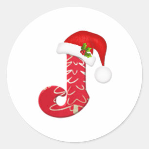 Monogrambrev J, klistermärke för Santa hattjul