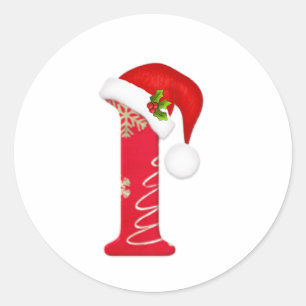 Monogrambrev mig, klistermärke för Santa hattjul