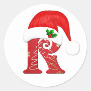 Monogrambrev R, Santa hattjul Runt Klistermärke