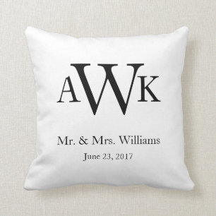 Monogrambröllop daterar kudder kudde