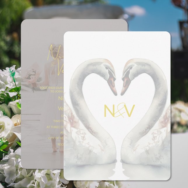 Monogrambröllop - inbjudan (Monogram Wedding Invitation (front and back))