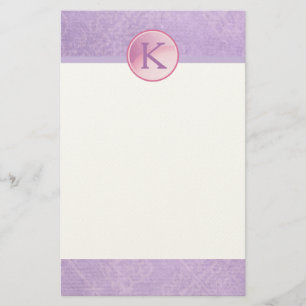 Monogramcirkel på en Söt Lavender-bakgrund Brevpapper