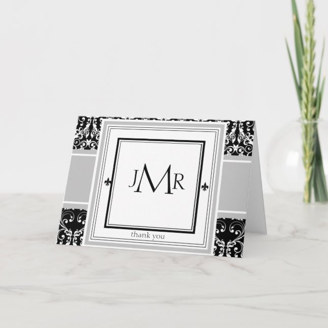 Monogramdamasttack Tack Kort (Framsida)