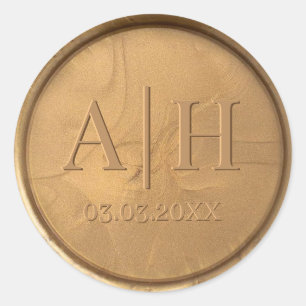 Monogramdatum Antiketsisk Guld förseglingssymbol Runt Klistermärke