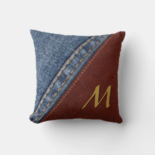 MonogramDenim och läder Kudde