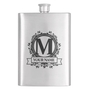 Monogramdesign för blommigt fickplunta