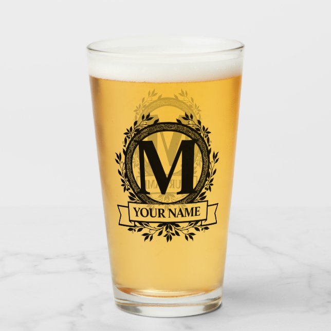 Monogramdesign för blommigt glaskopp (Framsida fylld)