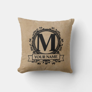 Monogramdesign för blommigt kudde