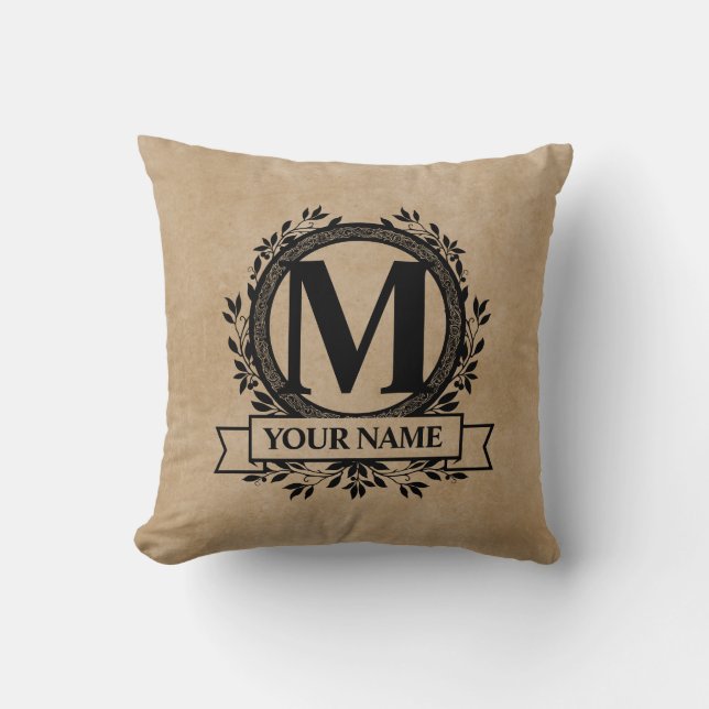 Monogramdesign för blommigt kudde (Framsida)