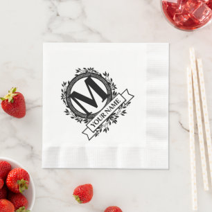 Monogramdesign för blommigt pappersservett