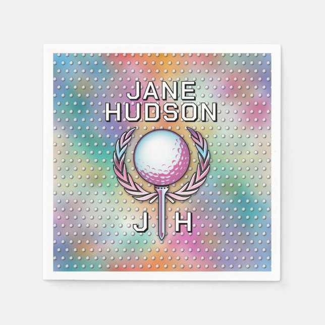 Monogramdesign för Dam Golfer Anpassningsbar Pappersservett (Framsidan)