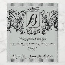 Monogramdesign för elegant Vintage Vinflaska Etikett