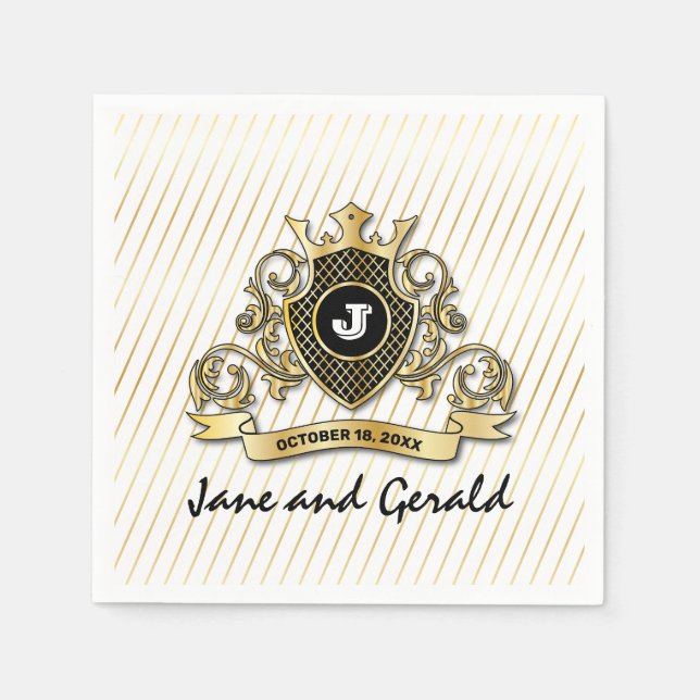 Monogramdesign för minimal Elegant av Anpassningsb Pappersservett (Framsidan)