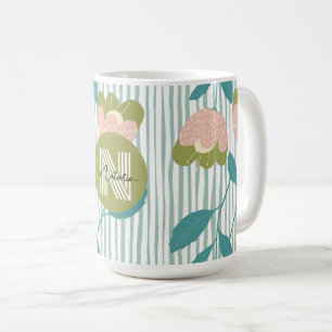 Monogramdesign för snyggt med mönster blå kaffemugg
