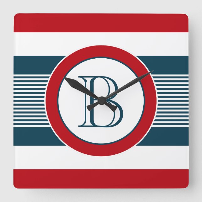 Monogramdesign Fyrkantig Klocka (Framsida)