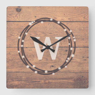 Monogramdesign Fyrkantig Klocka