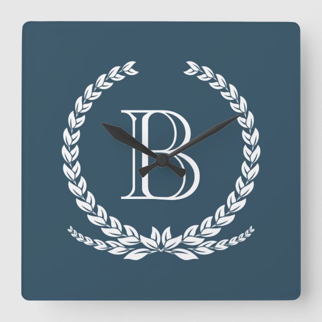 Monogramdesign Fyrkantig Klocka (Framsida)