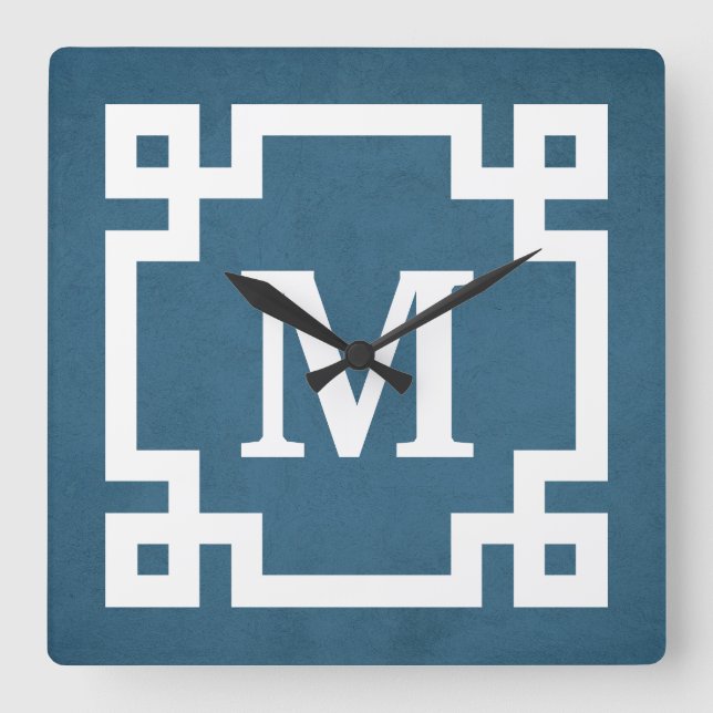 Monogramdesign Fyrkantig Klocka (Framsida)