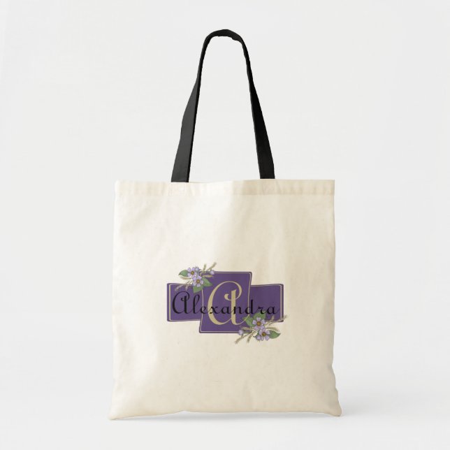 Monogramdesign med blommor tygkasse (Framsidan)