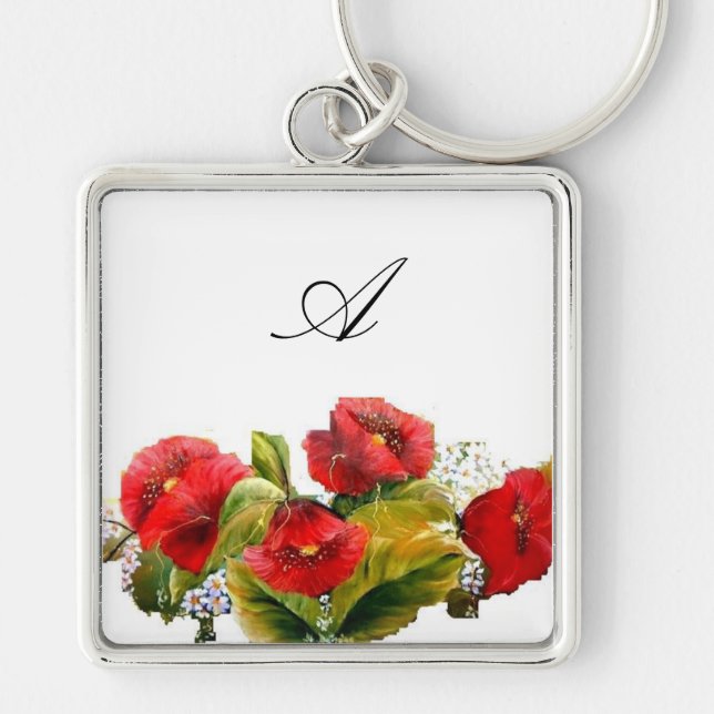 monograme keychaine fyrkantig silverfärgad nyckelring (Framsidan)