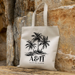 MonogramElegant för Beach Wedding Simple Handflata Tygkasse