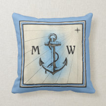 Monogramen ankrar den nautiska kompasset för