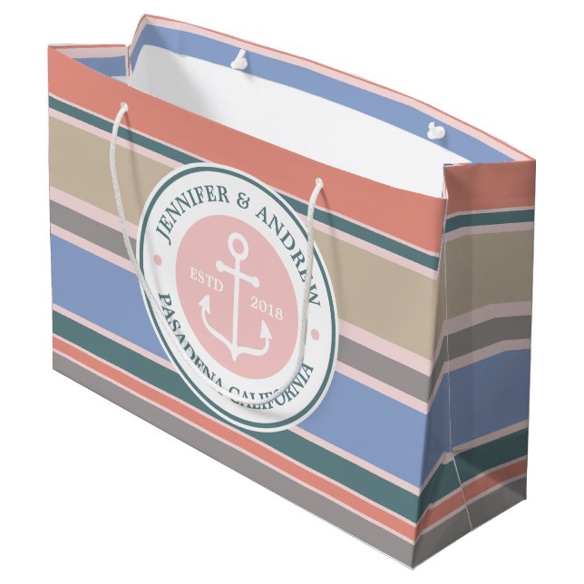 Monogramen ankrar den rosa nautiska stranden för (Baksidan Vinklad)
