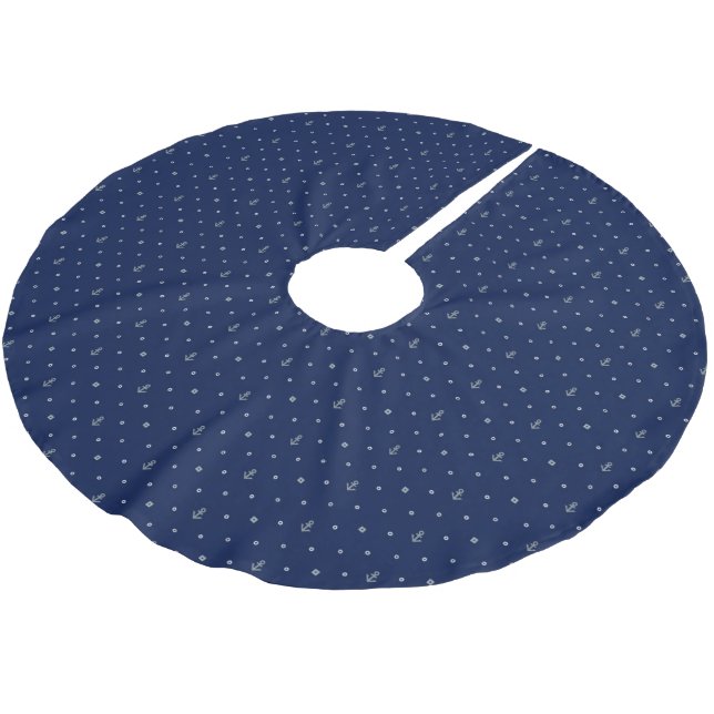 Monogramen ankrar polka dotsmönster 2 julgransmatta borstad polyester (Vinklad)