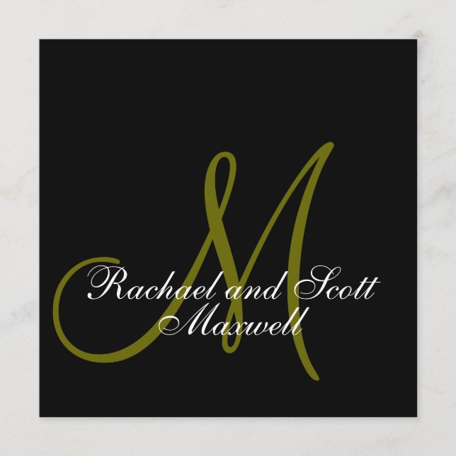 Monogramen för bröllopmenykort kvadrerar meny (Framsida)