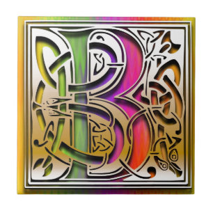 Monogramen för den Celtic regnbågen för B belä Kakelplatta